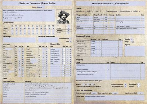 Form Fillable Wfrp Character Sheet With Revised Layout R