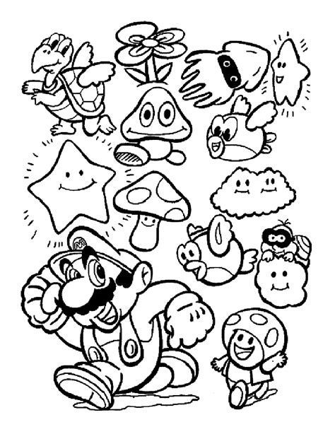 Mario Bonus And Monster Of The Games Mario Bros Kids Coloring Pages
