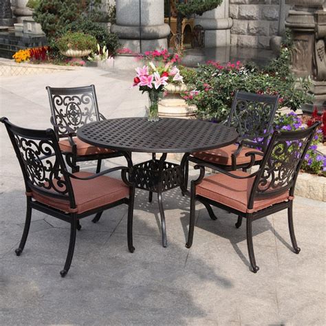 Darlee 5 Piece Cushioned Cast Aluminum Patio Dining Set In The Patio