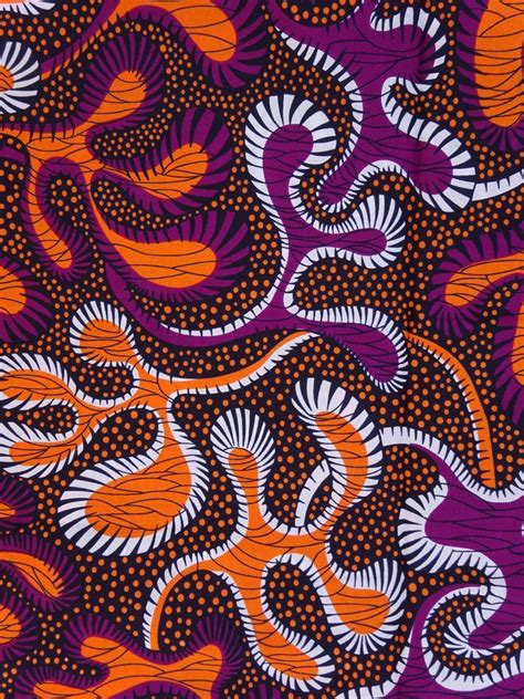 Orange And Purple African Print Fabric African Fabric By The Yard Wax Print Fabric African