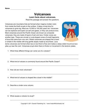 It also includes time activities and speaking activities. Volcano Comprehension