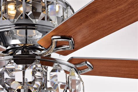 52 In Indoor Chrome Reversible Ceiling Fan With Diamond Shaped Crystal