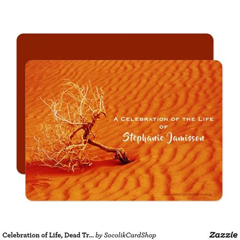 Celebration Of Life Lone Tree In Fiery Red Sand Invitation Zazzle