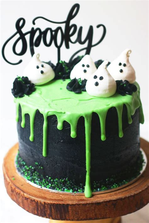Halloween Layer Cake Coconut And Lime Slime Cake Decorated With Black