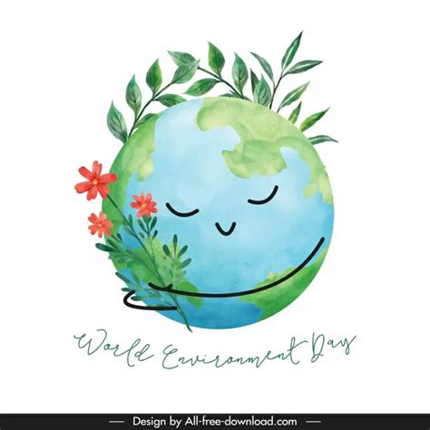 World Environment Day Poster Template Cute Stylized Earth Leaves
