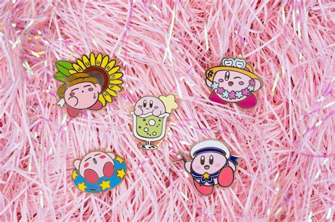 The First Set Of Kirby Pins I Have Designed Theyre All Summer Themed