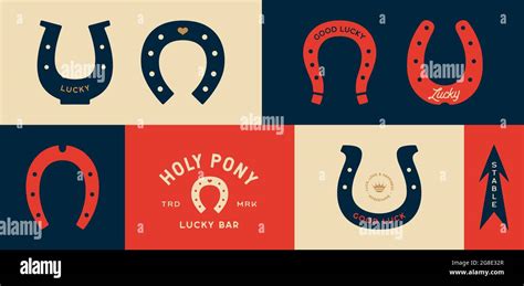 Lucky Horseshoe Set Of Horseshoes Graphic And Lucky Symbols Design