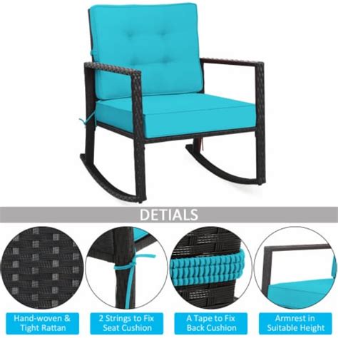 Costway Patio Rattan Rocker Chair Outdoor Glider Rocking Chair Cushion