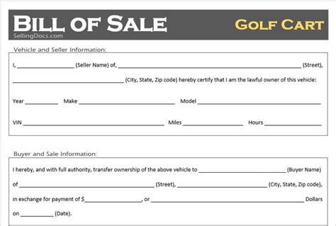 Image Result For Golf Cart Bill Of Sale Bill Of Sale Template Bills