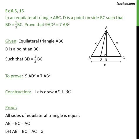 Question 15 In Equilateral Triangle Abc D Is A Point On Bc