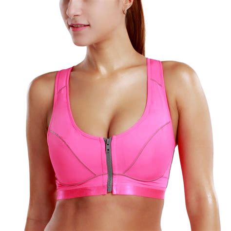 Volleyball sports bras | high impact support sports bras. La Isla Women's High Impact Front Zipper Sports Bra(One ...
