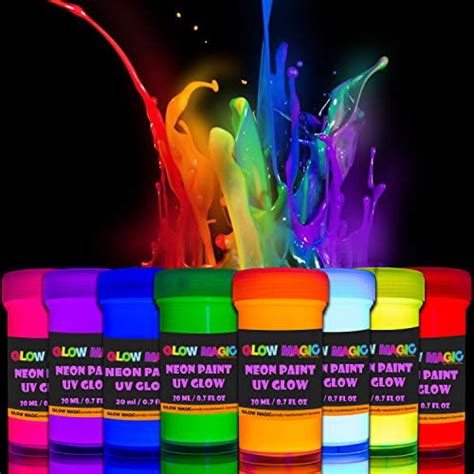 Individuall Glow In The Dark Paint Set Of 8 20 Ml Reflective Acrylic