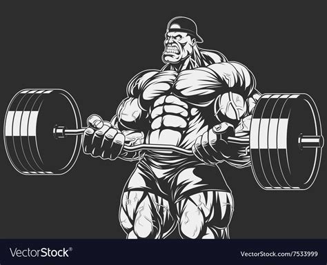 Bodybuilder With Barbell Royalty Free Vector Image