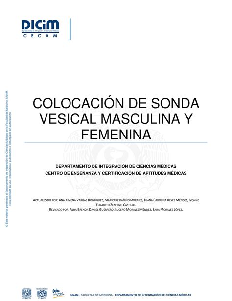 Colocacion de Sonda Vesical Masculina Y Femenina COLOCACIÓN DE SONDA