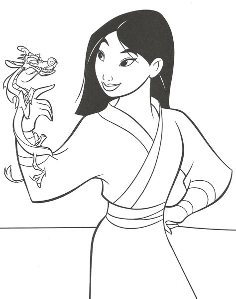 Princess Mulan Coloring Page Free Disney Princesses Coloring Pages