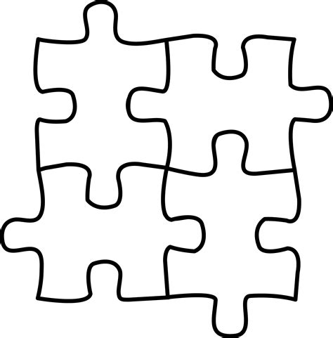 Four Puzzle Pieces For Coloring Free Clip Art