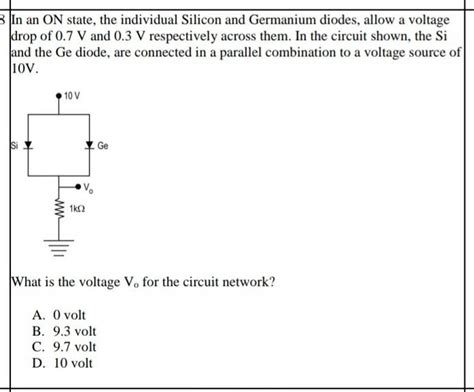 In An On State The Individual Silicon And Germanium Diodes Allow A Volt