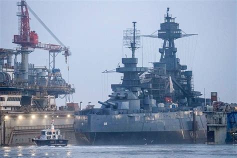 Last Of Its Kind Battleship Uss Texas Returns To The Water After Months