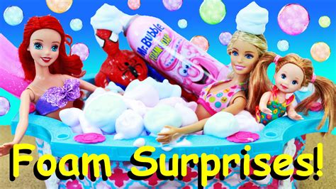 Barbie Foam Bath Surprises In Giant Barbie Swimming Pool Mr Bubble Bath