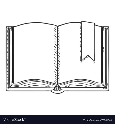 Sketch Open Book With Bookmark Royalty Free Vector Image