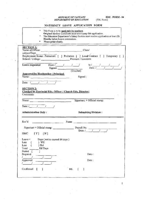 Application Format Pdf 47717 Maternity Leave Application Form