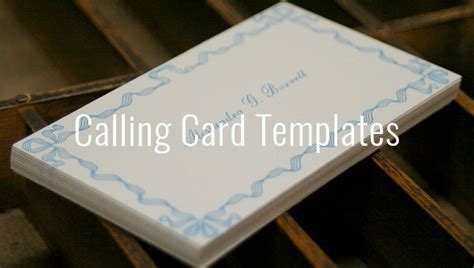 calling card template   sample  format