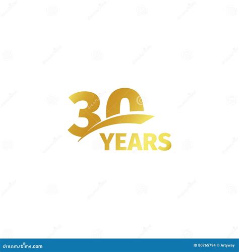 Isolated Abstract Golden 30th Anniversary Logo On White Background 30
