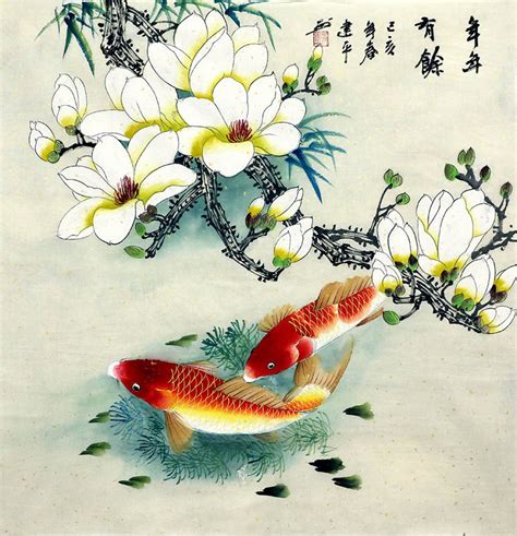 Chinese Koi Fish Painting Zjp21110001 68cm X 68cm27〃 X 27〃