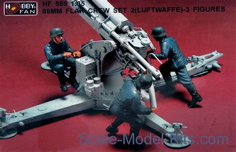 Hobbyfan 88mm Flak Crew Set 2 Resin Plastic Scale Model Kit In 1