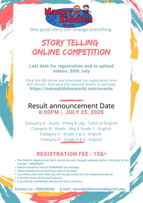 Online Story Telling Competition Nannykiddiesworld Kids Contests