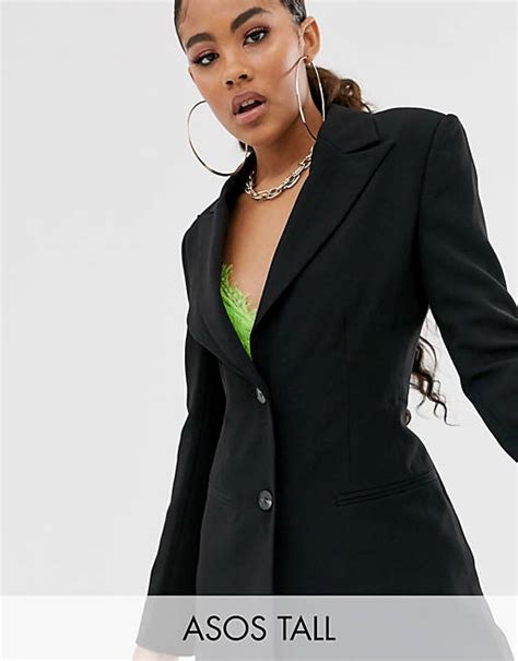 Asos Design Tall Pop Waisted Suit Blazer Asos