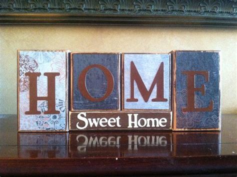 Home Sweet Home Wood Block Sign Home Decor Fireplace Etsy Wood
