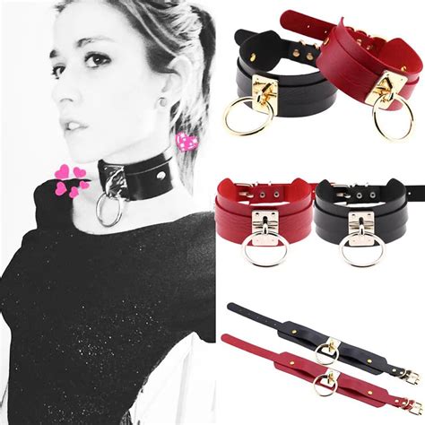 Buy Sex Toy Female Necklace Of Pu Leather Ring O Shape Collar Choker Punk Style