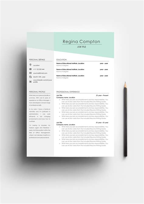 Eye Catching Resume Template And Cover Letter Template For Microsoft Word Cv Template Modern