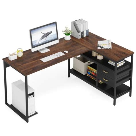 Tribesigns L Shaped Desk Computer Desk With Drawers Storage