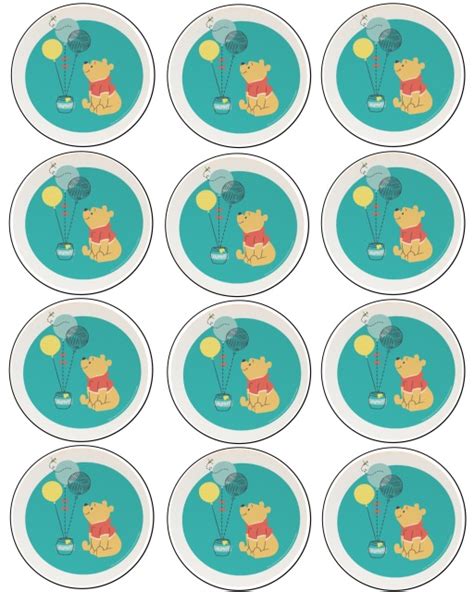 Winnie The Pooh Round Cupcake Topper