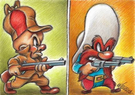 Looney Tunes Elmer Fudd And Yosemite Sam Original Drawing Catawiki