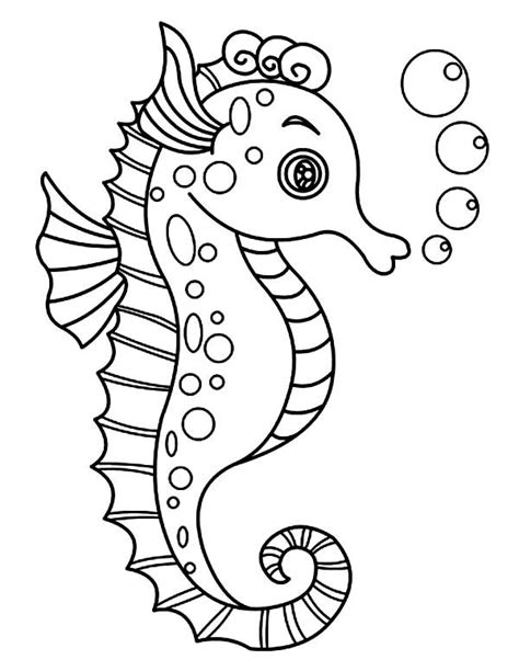 A Lovely Seahorse With Lots Of Bubble Coloring Page Horse Coloring