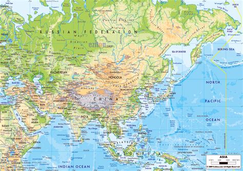 Large Physical Map Of Asia With Major Roads And Major Cities Asia