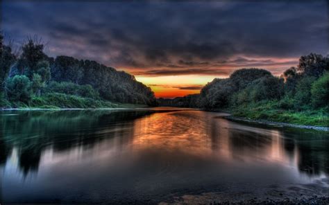 2560x1600 River Trees Sky Sunset Wallpaper Coolwallpapersme