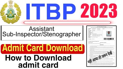 Itbp Asi Admit Card Itbp Assistant Sub Inspector Stenographer