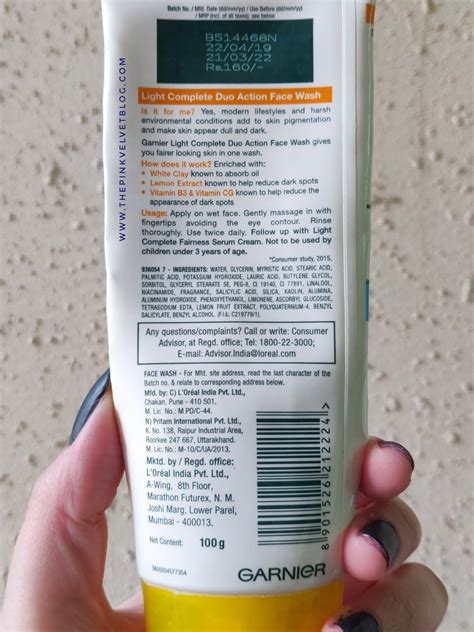 Garnier Light Complete Duo Action Face Wash Review The Pink Velvet