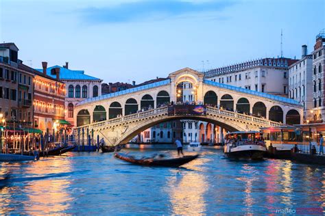 Matteo Colombo Travel Photography Rialto Bridge With Gondola At Night