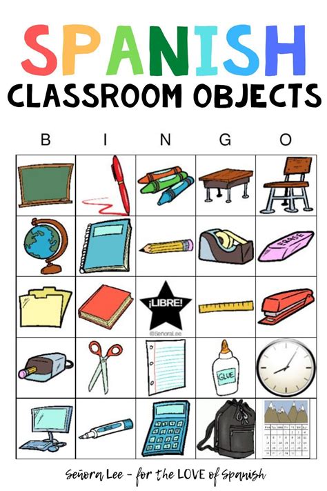 Spanish Classroom Objects Spanish Bingo Game Vocabulary Lists