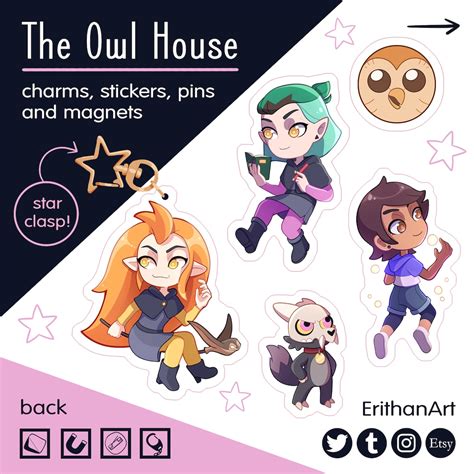 The Owl House Charms Stickers Magnets And Pins Etsy