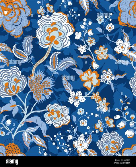 Traditional Oriental Seamless Floral Pattern Vintage Flowers