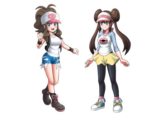 Hilda Pokemon Long Hair Ponytail Brunette Two Women Anime Anime