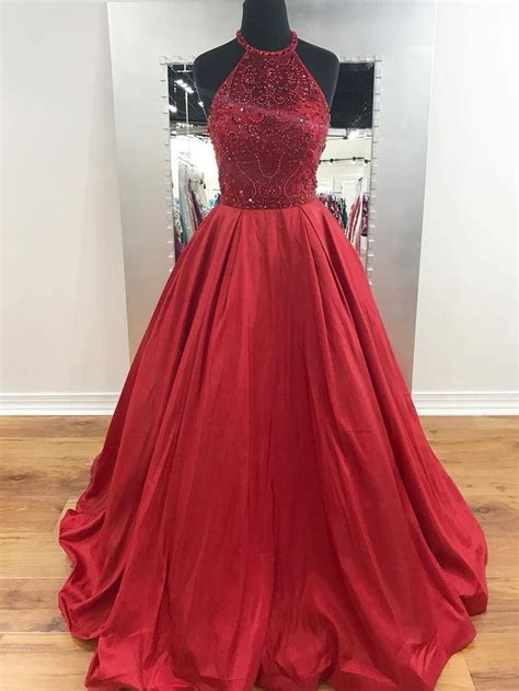 Chic Red Prom Dresses Long A Line Scoop Modest Cheap Prom Dress Evenin