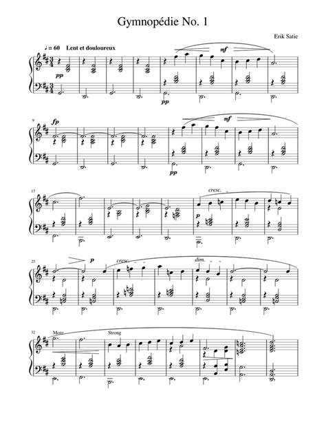 Provided to youtube by absolute marketing international ltdgymnop?die no. Gymnopédie No. 1 Sheet music for Piano | Download free in ...