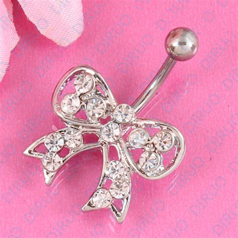 Dangle Bow Belly Button Ring Fashion Navel Bar Body Piercing Jewelry